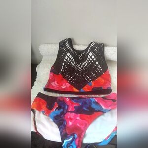 Women's Two-piece Swimsuit Sports Top SZ Medium, Bikini Bottom Sz Small Matching